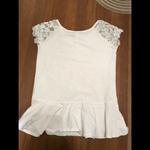White ruffle lace top. Size large.